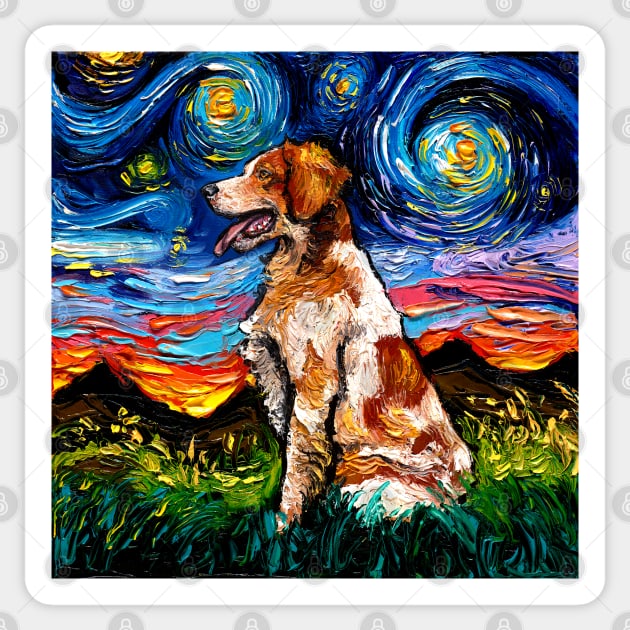 Brittany Spaniel Night Sticker by sagittariusgallery